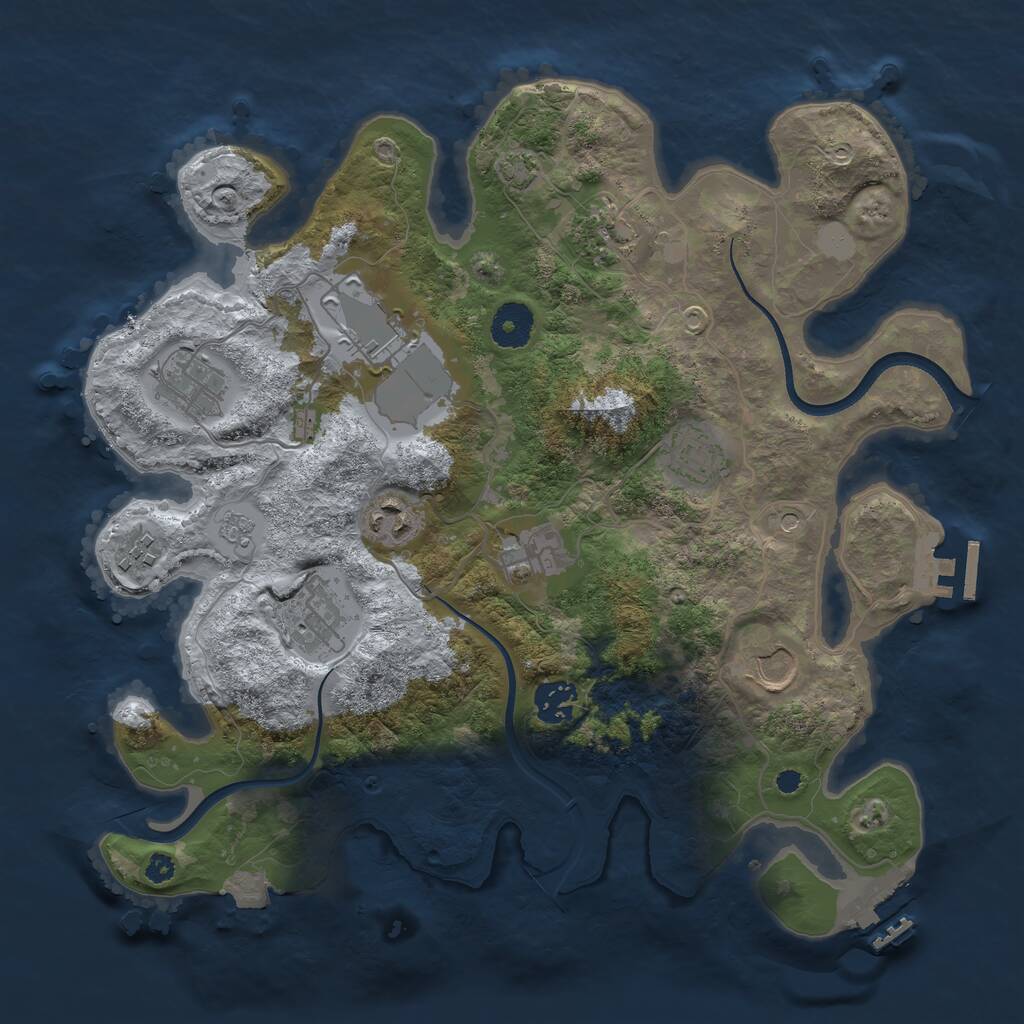 Rust Map: Procedural Map, Size: 3500, Seed: 64448, 16 Monuments