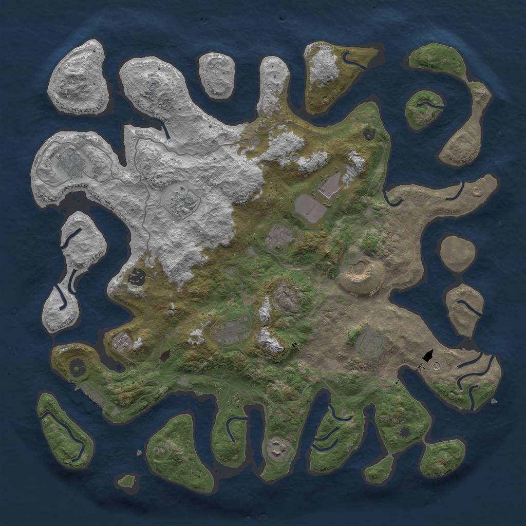 Rust Map: Procedural Map, Size: 4500, Seed: 836454898, 14 Monuments