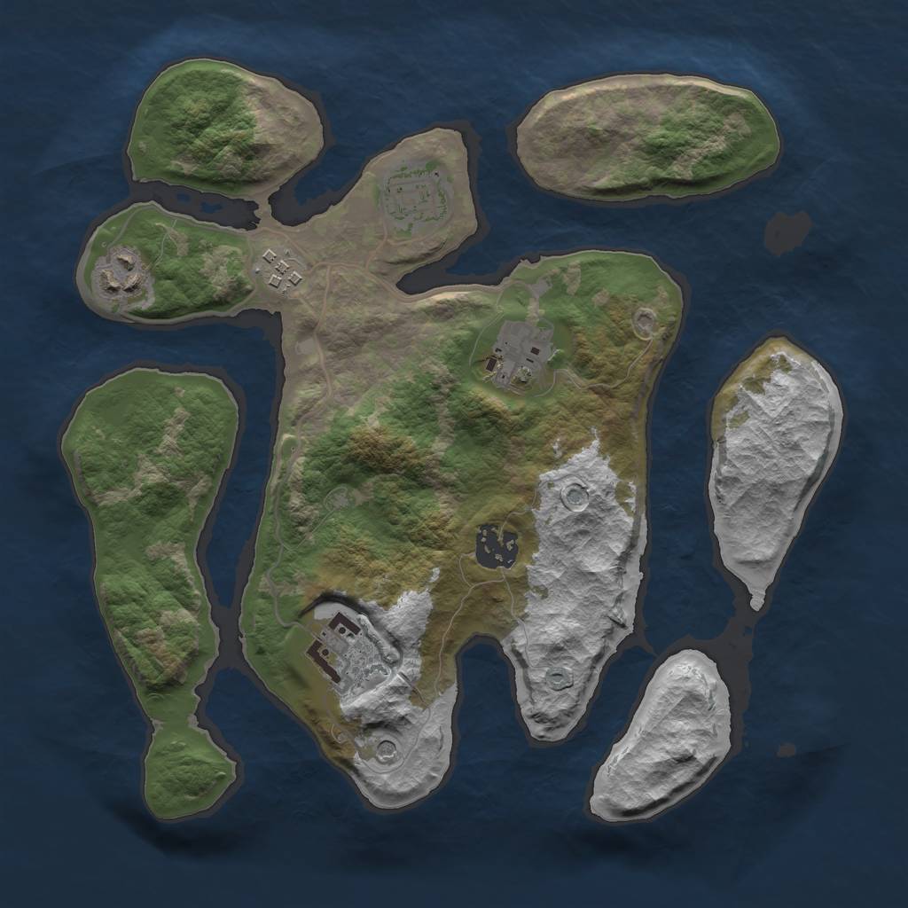 Rust Map: Barren, Size: 3000, Seed: 20, 9 Monuments