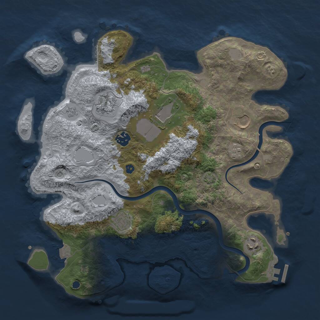 Rust Map: Procedural Map, Size: 3500, Seed: 2142353408, 12 Monuments