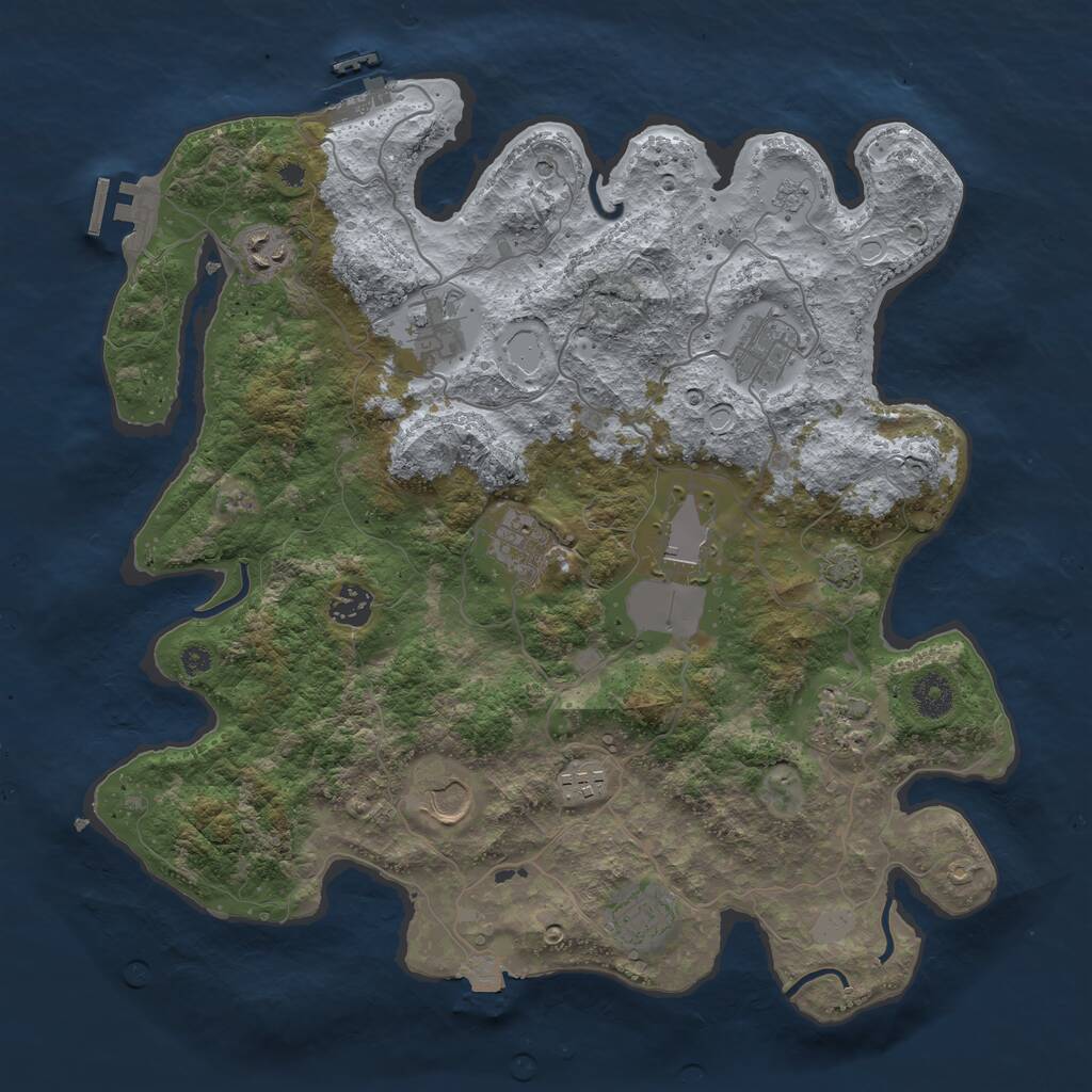 Rust Map: Procedural Map, Size: 3800, Seed: 23871119, 16 Monuments
