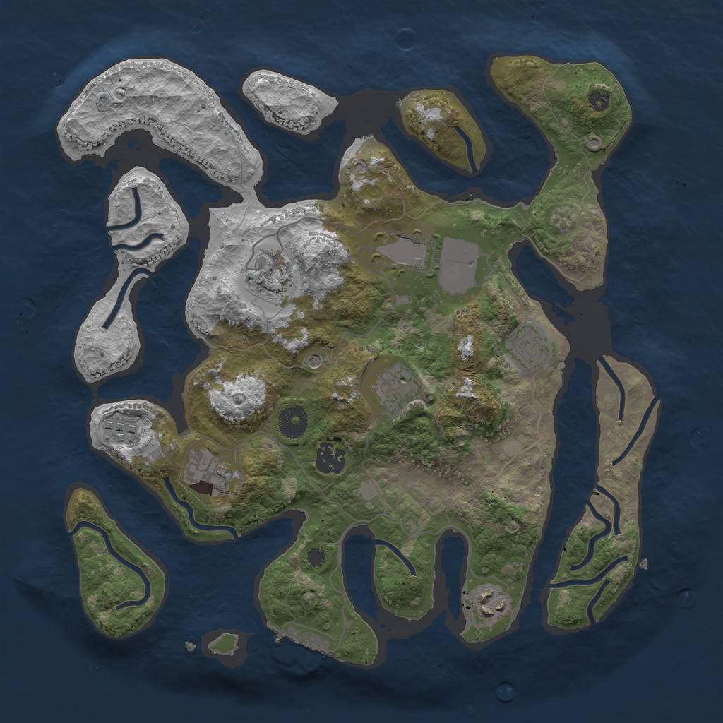 Rust Map: Procedural Map, Size: 3500, Seed: 836454898, 12 Monuments