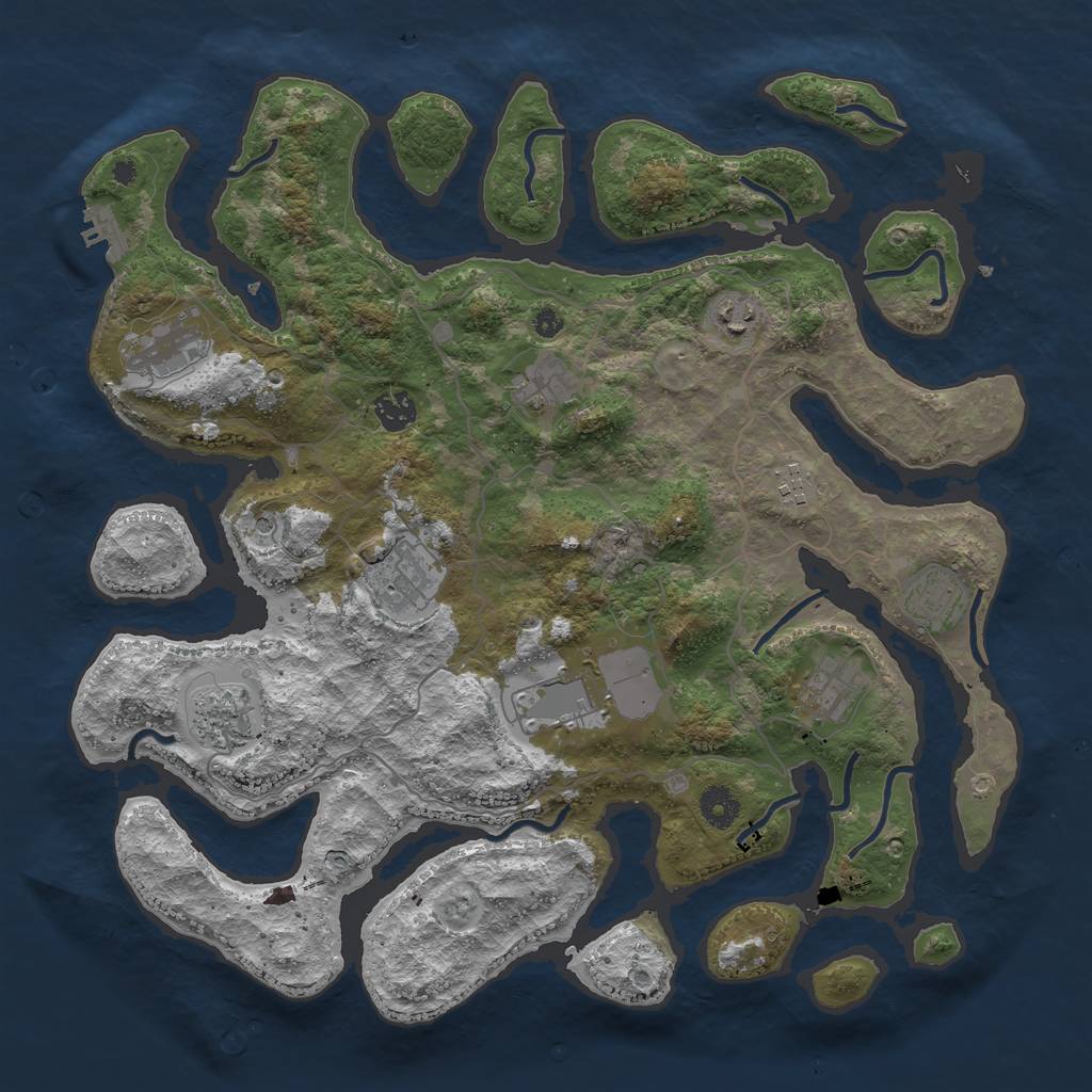 Rust Map: Procedural Map, Size: 4000, Seed: 51564, 14 Monuments