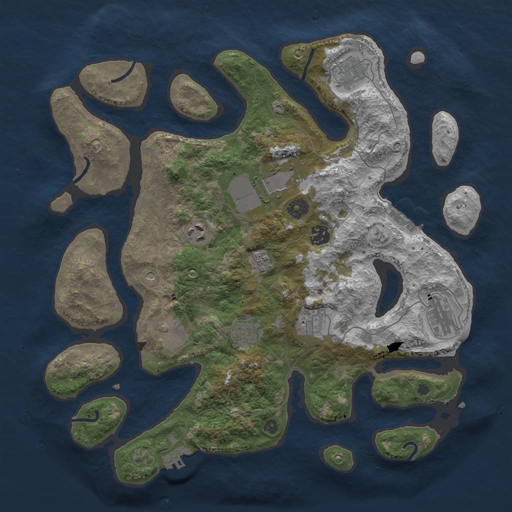 Rust Map: Procedural Map, Size: 3750, Seed: 56755, 14 Monuments