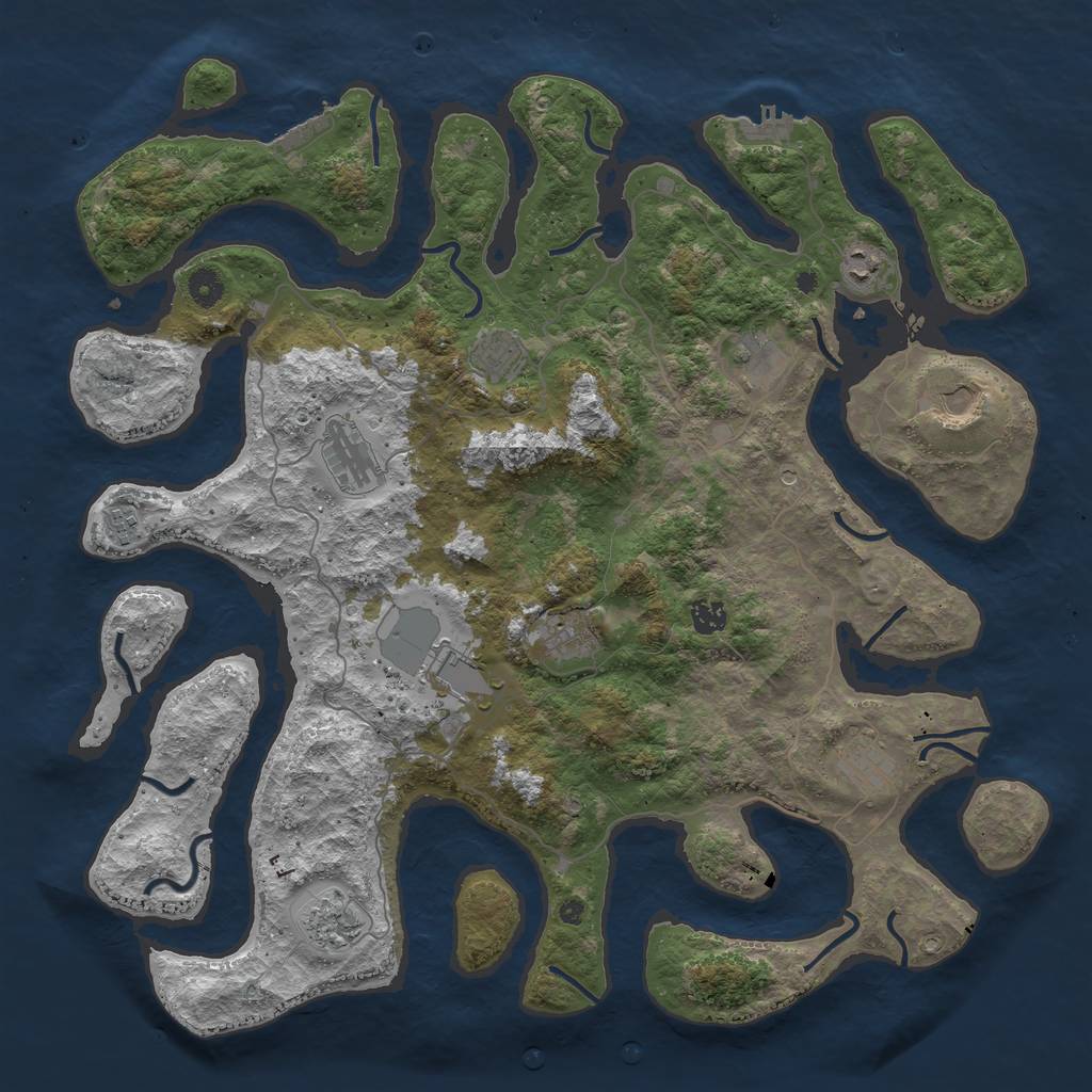 Rust Map: Procedural Map, Size: 4500, Seed: 570038151, 16 Monuments