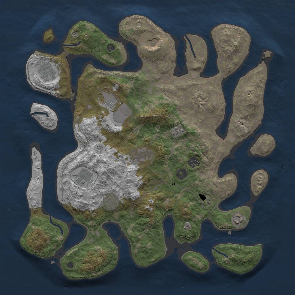Rust Map: Procedural Map, Size: 4000, Seed: 49527, 13 Monuments