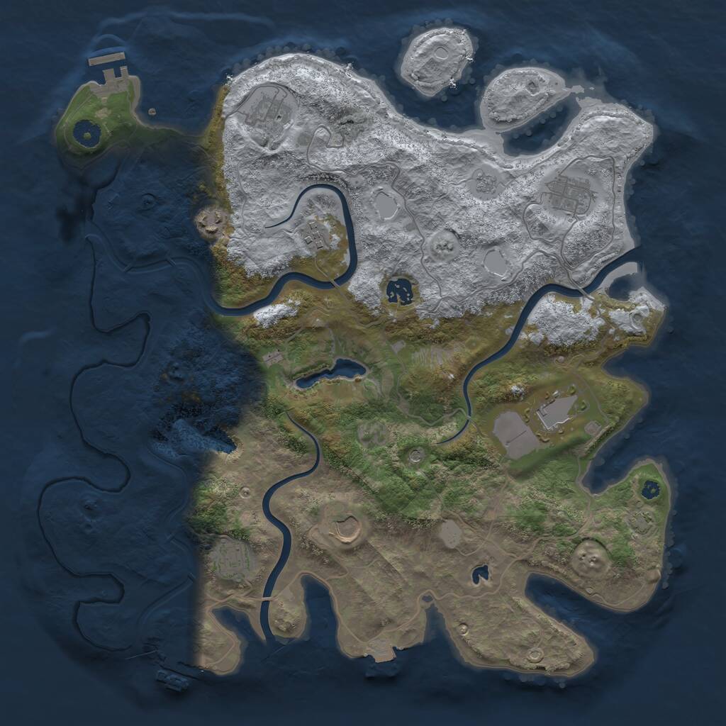 Rust Map: Procedural Map, Size: 4000, Seed: 1137498070, 14 Monuments