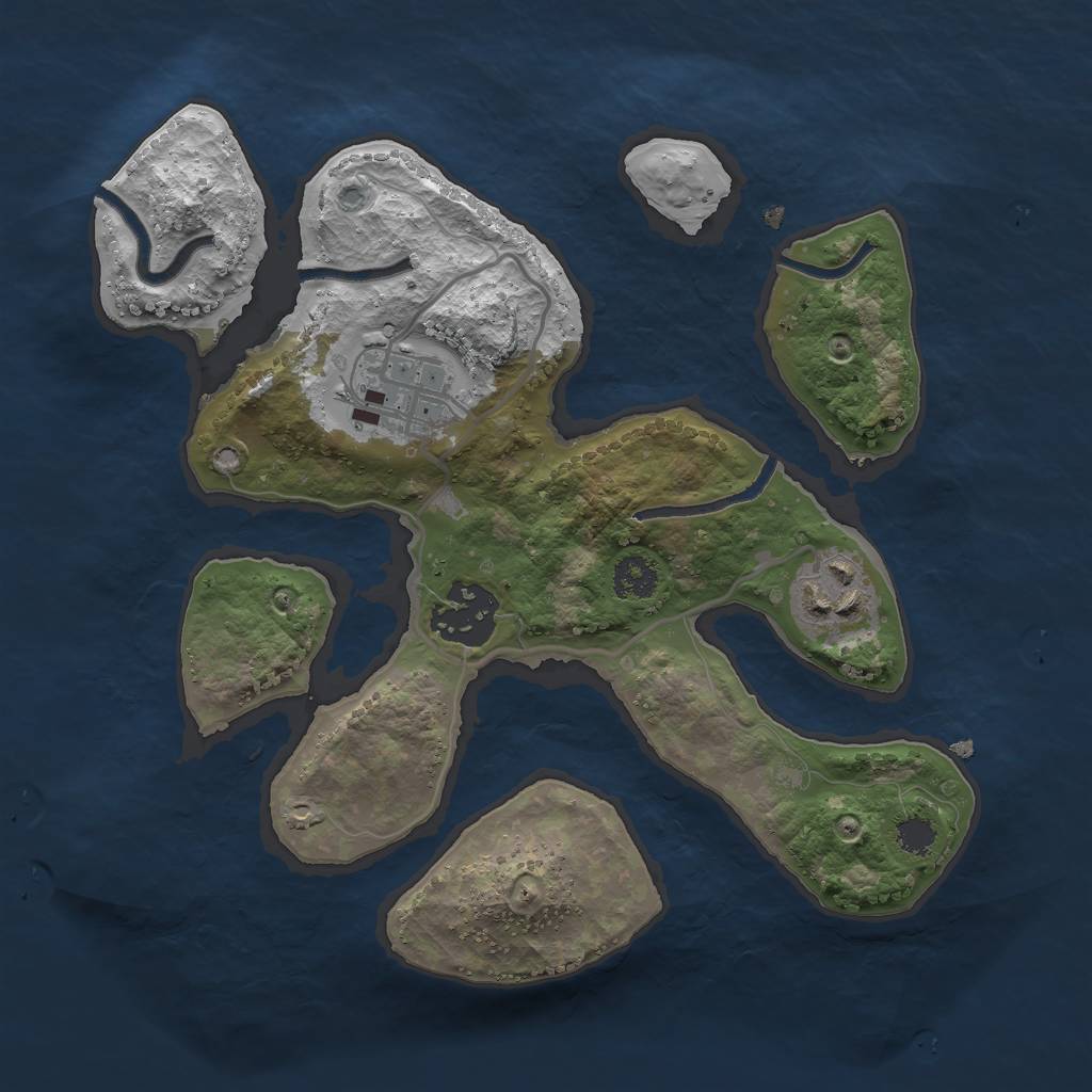 Rust Map: Procedural Map, Size: 2500, Seed: 678912785, 5 Monuments