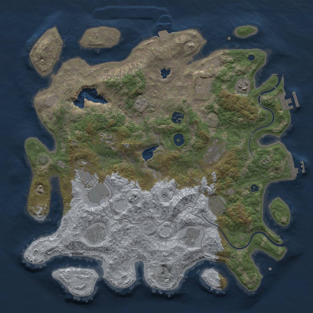 Rust Map: Procedural Map, Size: 4000, Seed: 124660, 16 Monuments