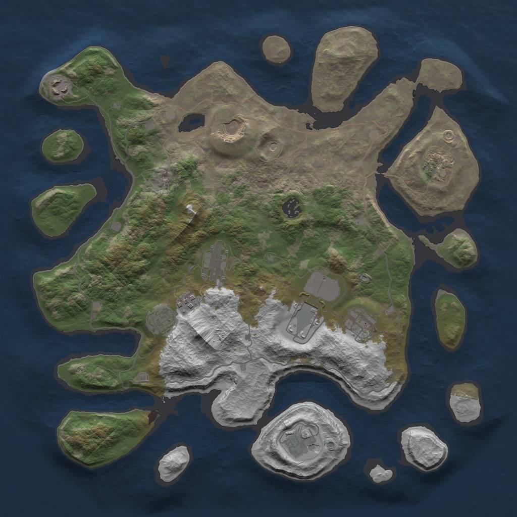 Rust Map: Barren, Size: 4000, Seed: 2122592146, 13 Monuments