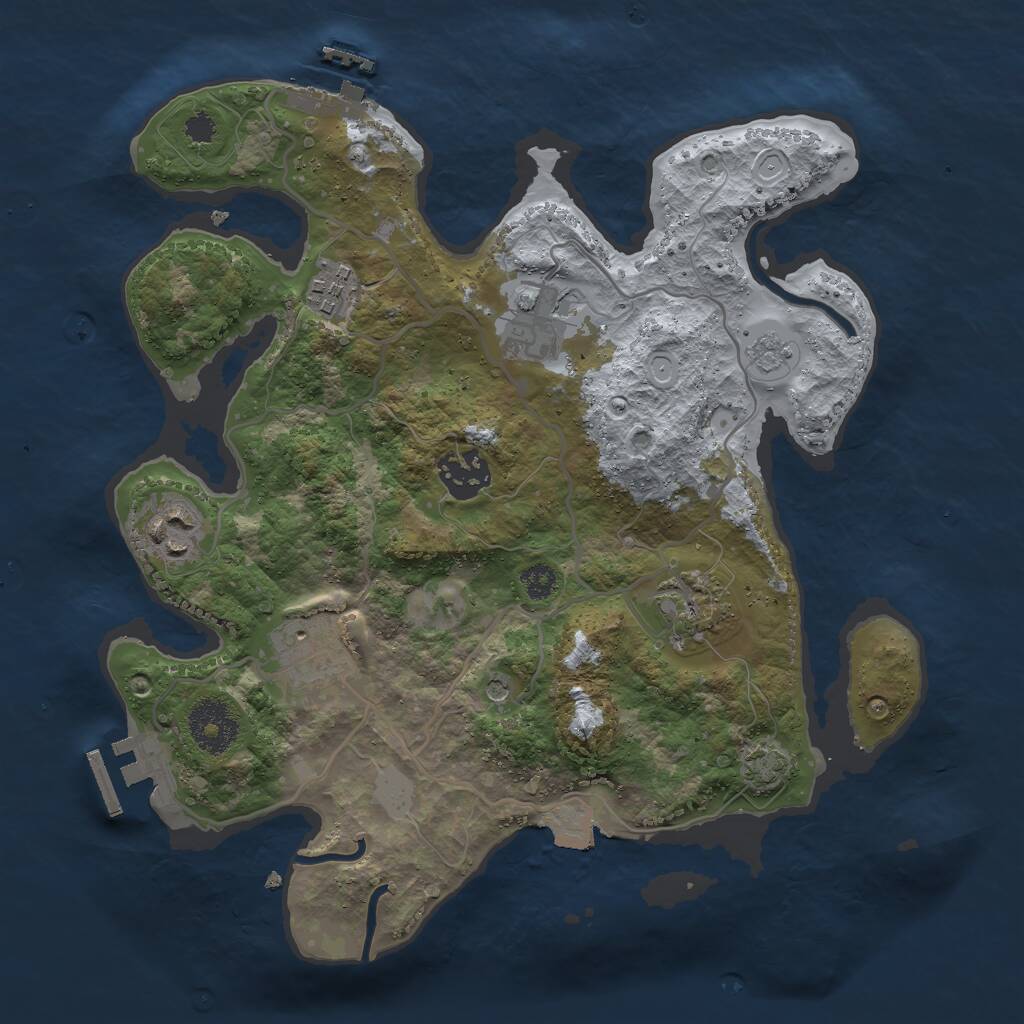 Rust Map: Procedural Map, Size: 3000, Seed: 2422204, 12 Monuments