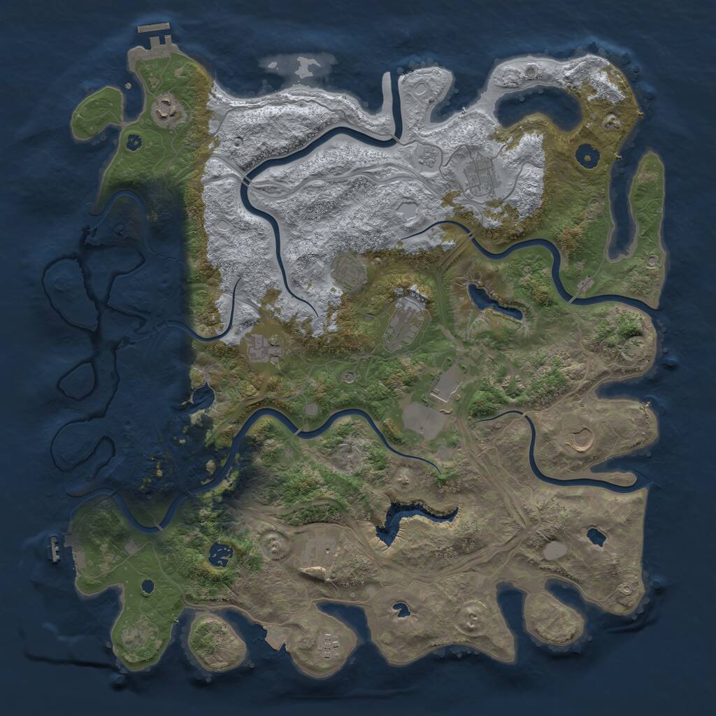 Rust Map: Procedural Map, Size: 4500, Seed: 1870405929, 16 Monuments