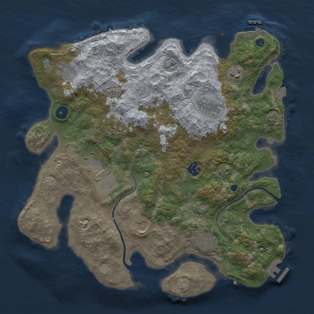 Rust Map: Procedural Map, Size: 3750, Seed: 667795, 14 Monuments