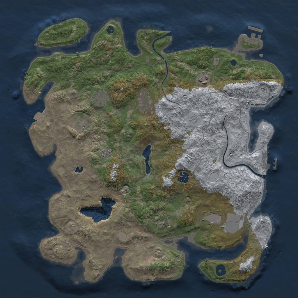 Rust Map: Procedural Map, Size: 4000, Seed: 54466, 14 Monuments