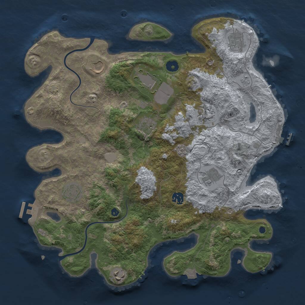 Rust Map: Procedural Map, Size: 3800, Seed: 2035643999, 16 Monuments
