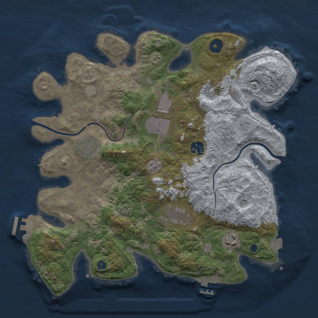 Rust Map: Procedural Map, Size: 3500, Seed: 1330829916, 13 Monuments