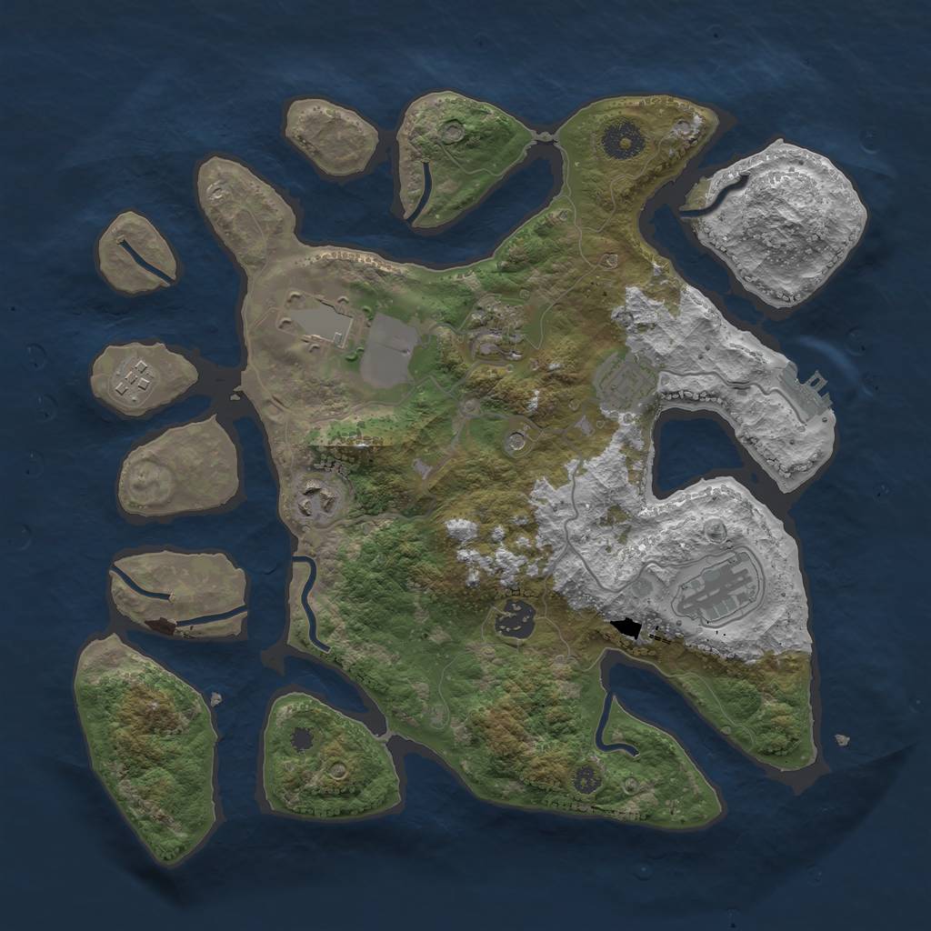 Rust Map: Procedural Map, Size: 3500, Seed: 1330829916, 11 Monuments