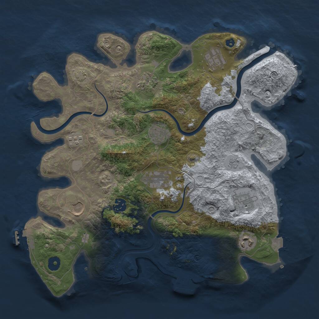 Rust Map: Procedural Map, Size: 3500, Seed: 1330829916, 15 Monuments