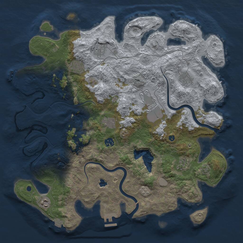 Rust Map: Procedural Map, Size: 4000, Seed: 1249090449, 15 Monuments