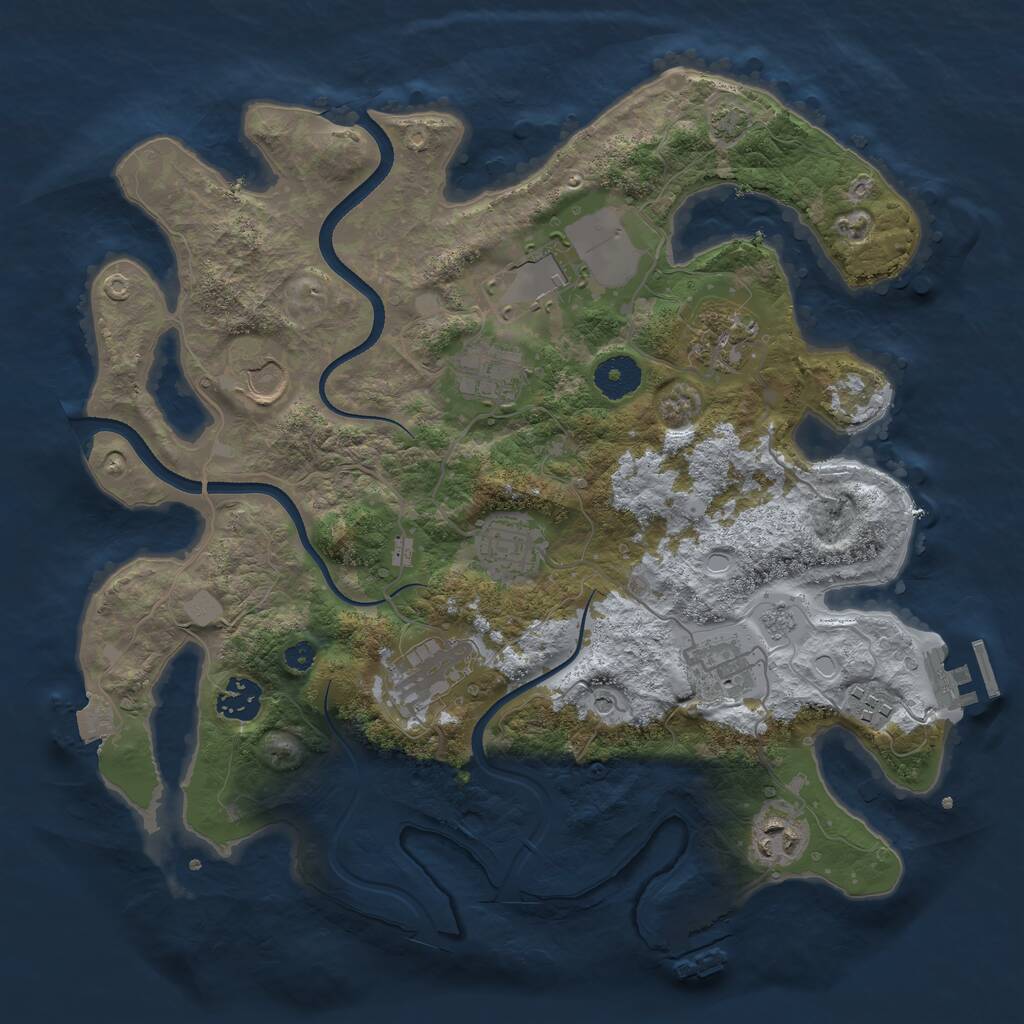 Rust Map: Procedural Map, Size: 3500, Seed: 64123, 16 Monuments