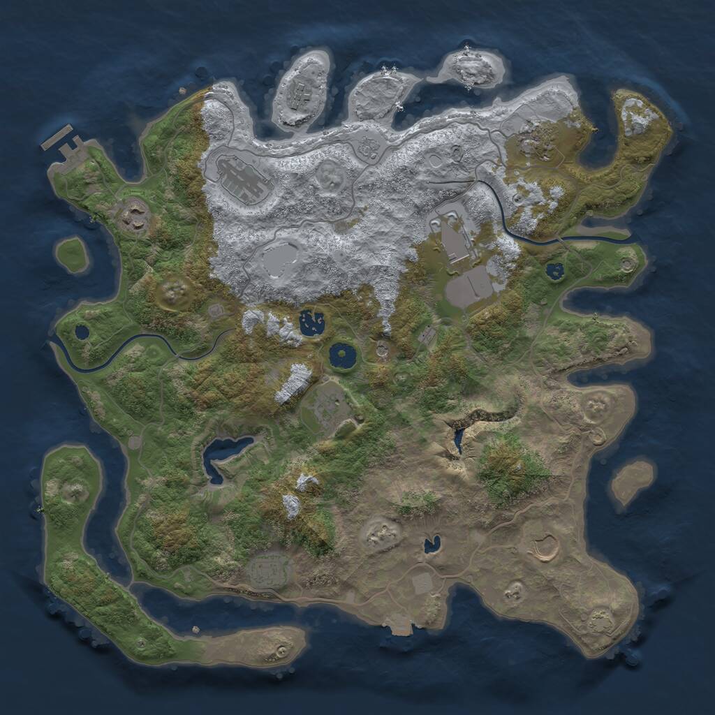 Rust Map: Procedural Map, Size: 4000, Seed: 14123991, 14 Monuments