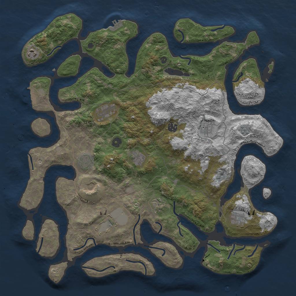 Rust Map: Procedural Map, Size: 4500, Seed: 439834919, 16 Monuments