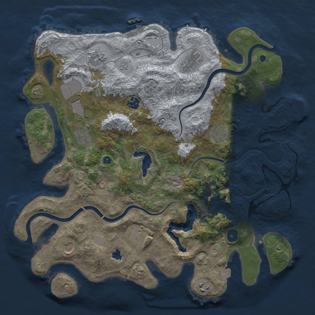 Rust Map: Procedural Map, Size: 4000, Seed: 238387597, 16 Monuments
