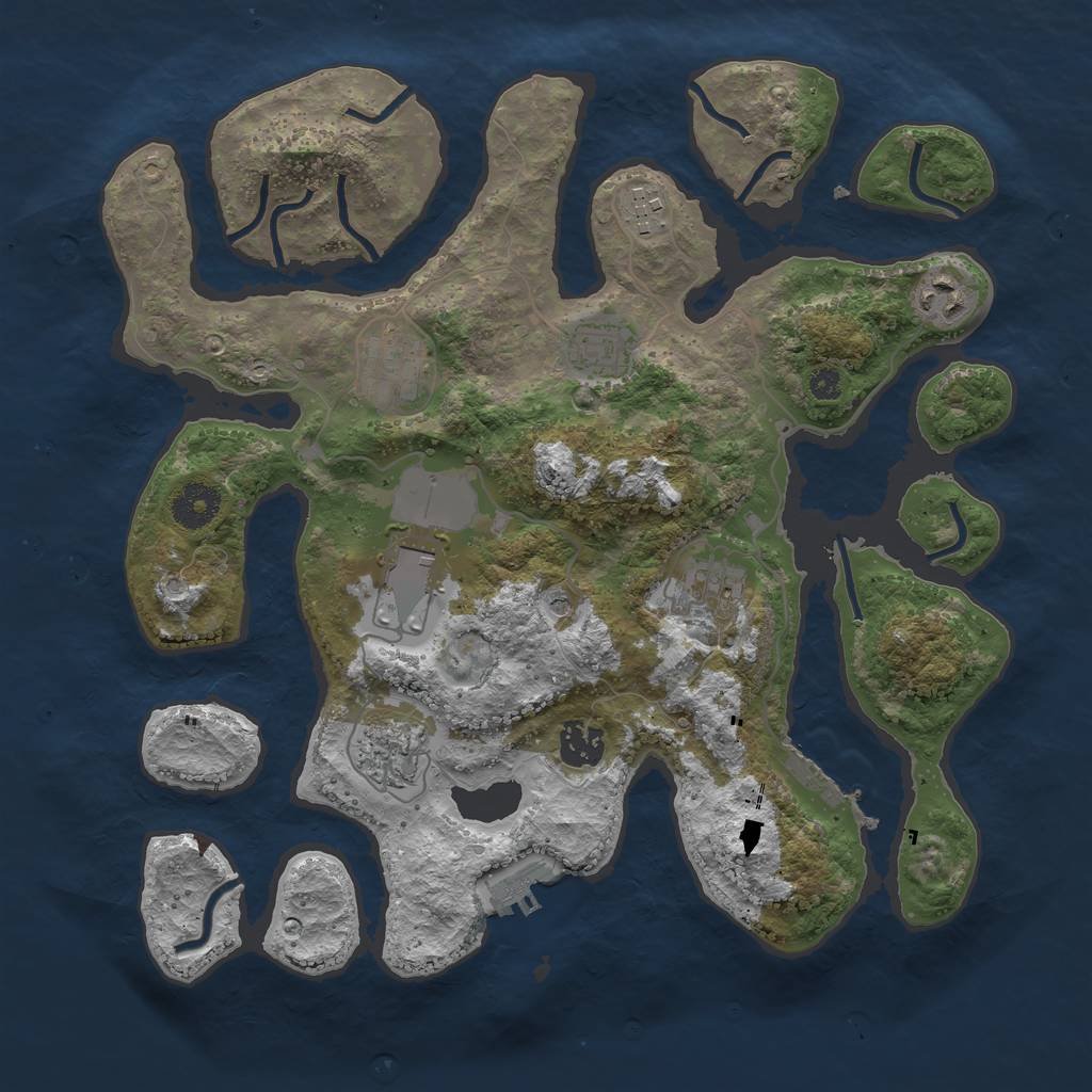Rust Map: Procedural Map, Size: 3500, Seed: 58447, 13 Monuments