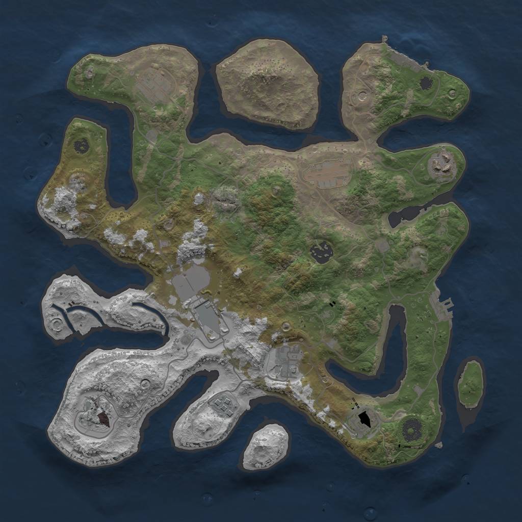 Rust Map: Procedural Map, Size: 3600, Seed: 4747689, 14 Monuments