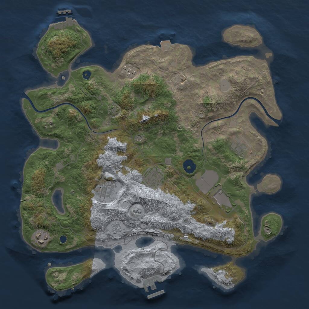Rust Map: Procedural Map, Size: 3500, Seed: 469767768, 12 Monuments