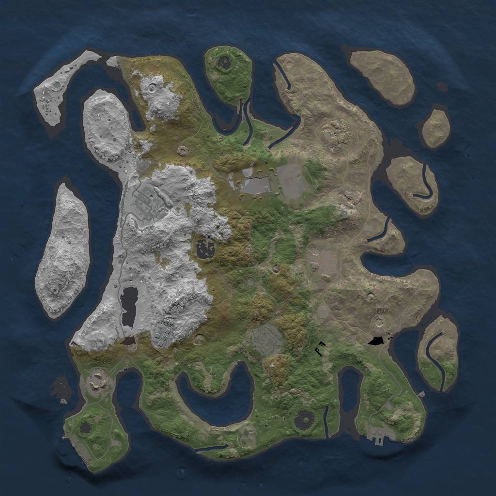 Rust Map: Procedural Map, Size: 3800, Seed: 10586794, 13 Monuments