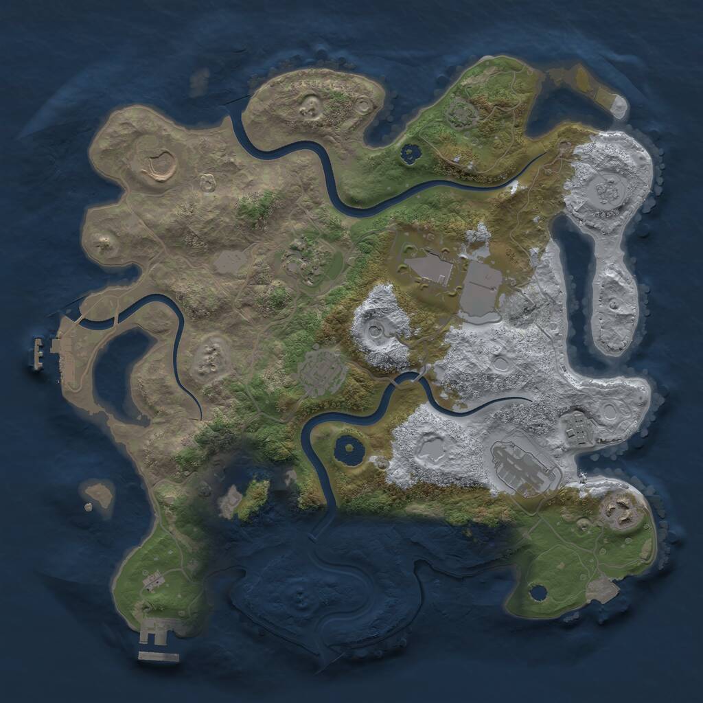 Rust Map: Procedural Map, Size: 3500, Seed: 3033, 14 Monuments