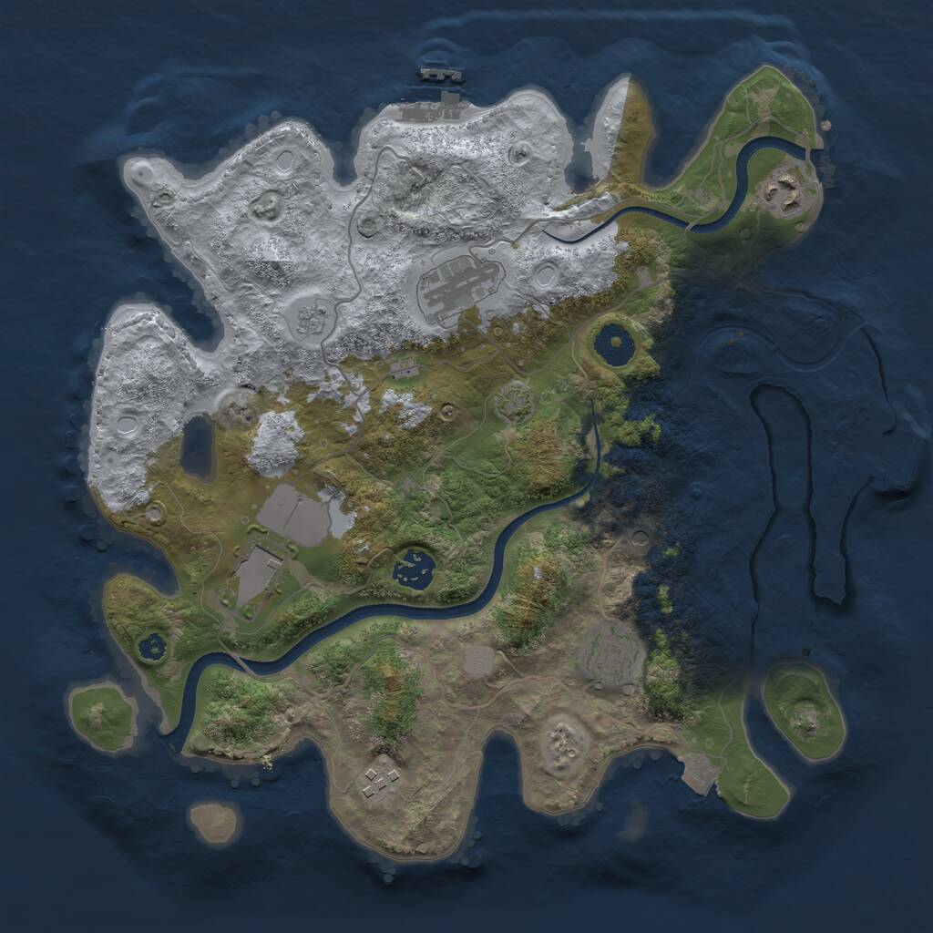Rust Map: Procedural Map, Size: 3500, Seed: 621160358, 12 Monuments