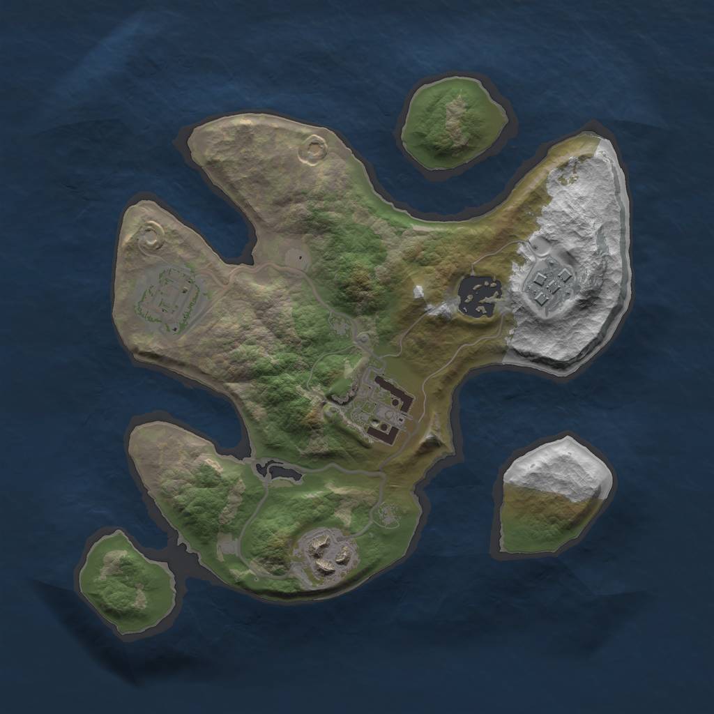 Rust Map: Barren, Size: 2400, Seed: 25, 7 Monuments