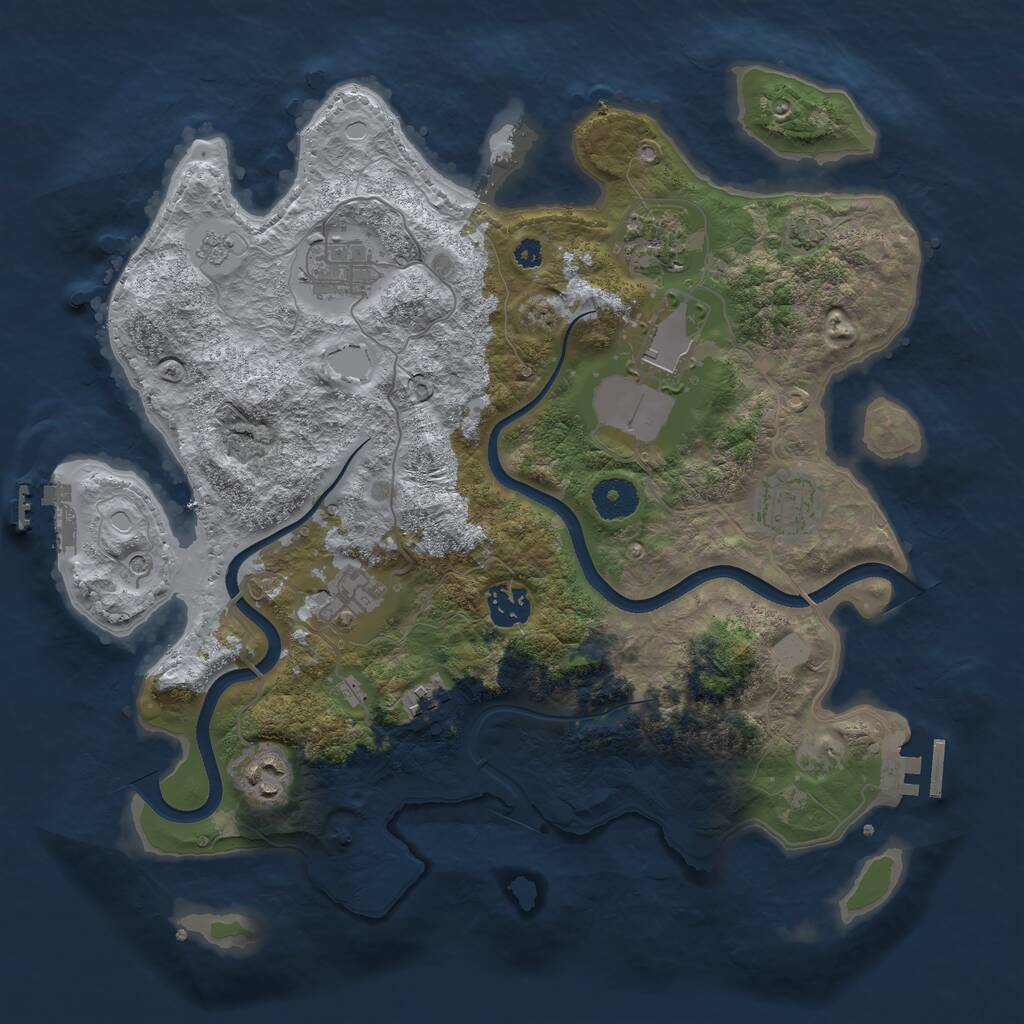 Rust Map: Procedural Map, Size: 3550, Seed: 21, 14 Monuments