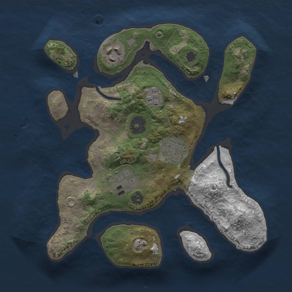 Rust Map: Procedural Map, Size: 2500, Seed: 1230, 6 Monuments