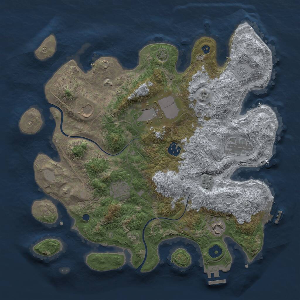 Rust Map: Procedural Map, Size: 3500, Seed: 903648778, 12 Monuments