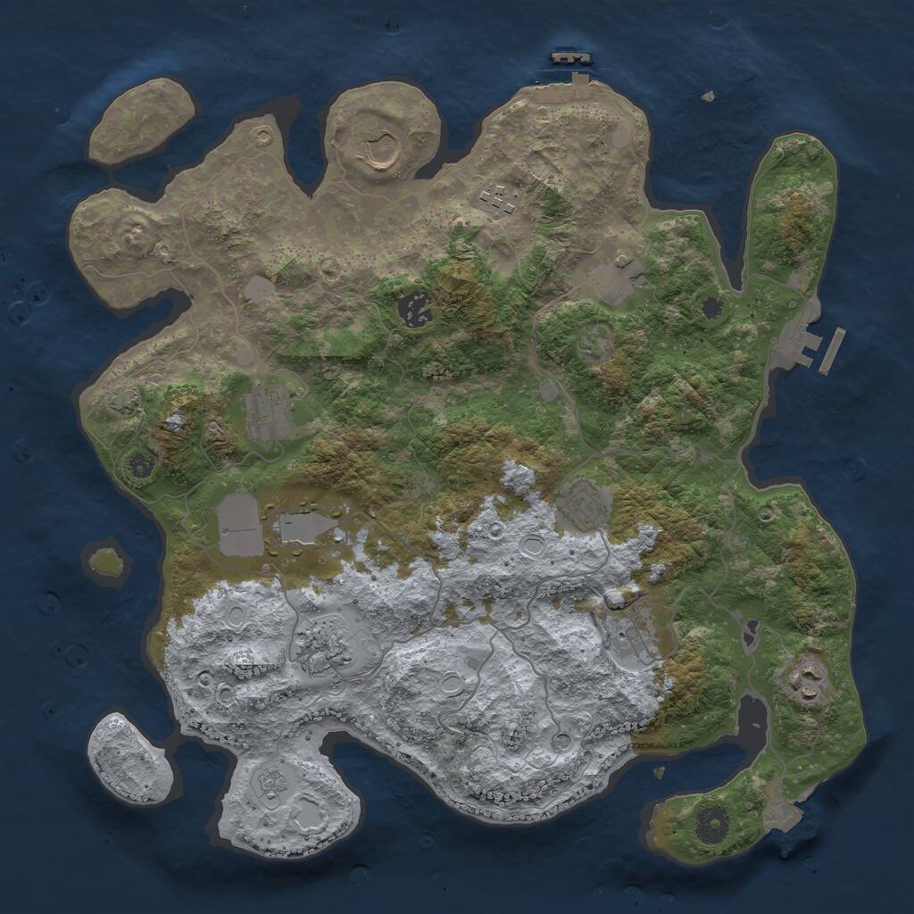 Rust Map: Procedural Map, Size: 3750, Seed: 1330097638, 16 Monuments