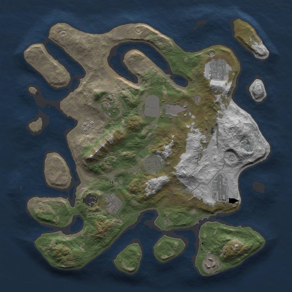 Rust Map: Barren, Size: 3500, Seed: 213748435, 12 Monuments