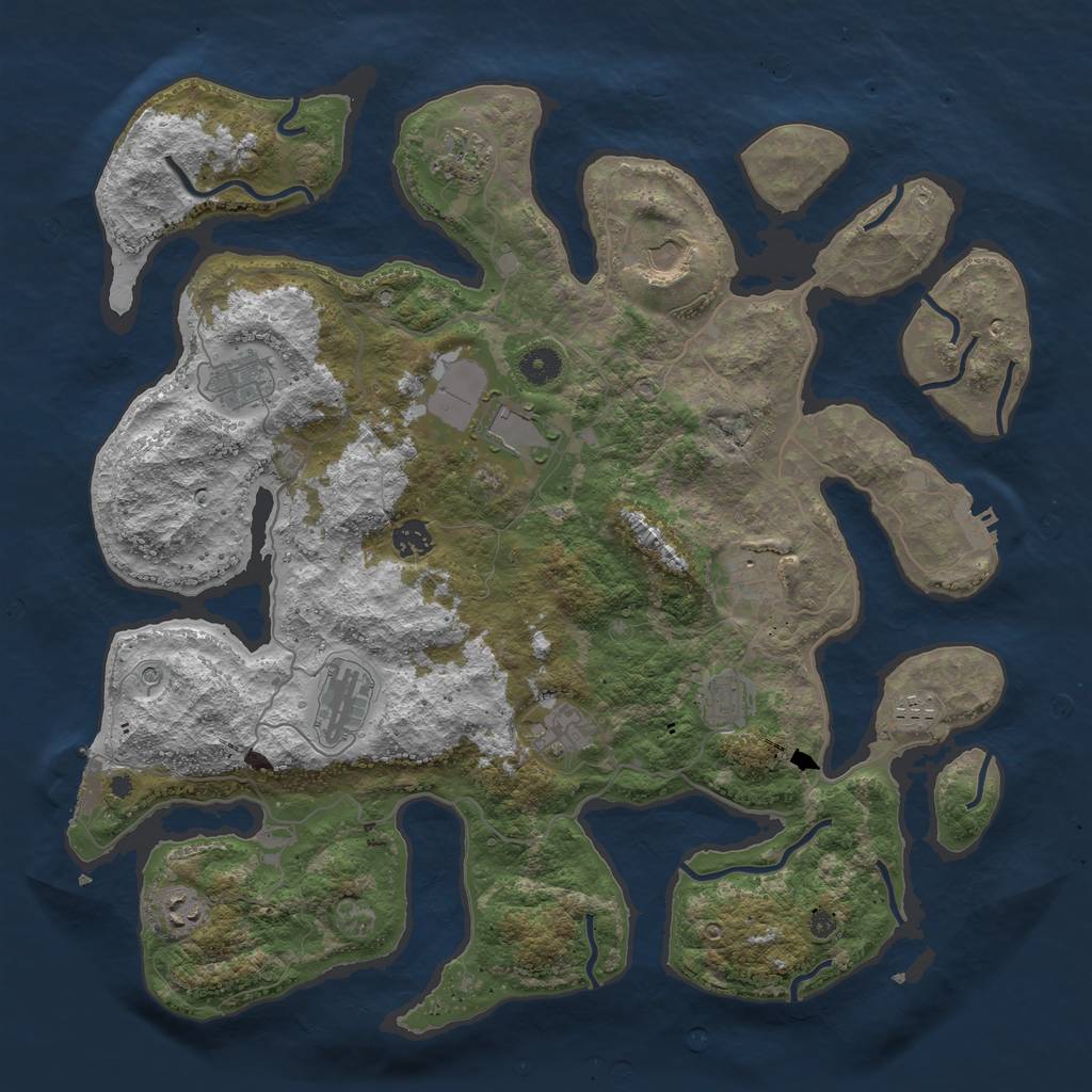 Rust Map: Procedural Map, Size: 4250, Seed: 370370, 16 Monuments