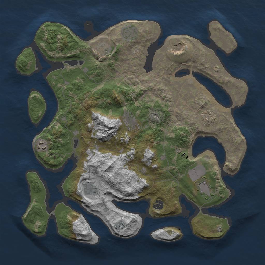 Rust Map: Barren, Size: 4000, Seed: 1040, 13 Monuments