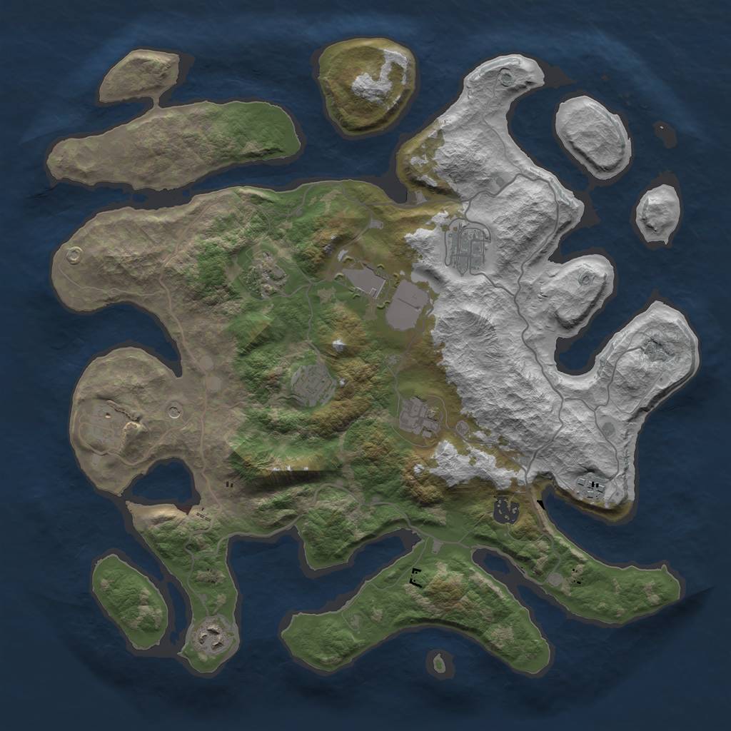 Rust Map: Barren, Size: 4000, Seed: 2039, 12 Monuments