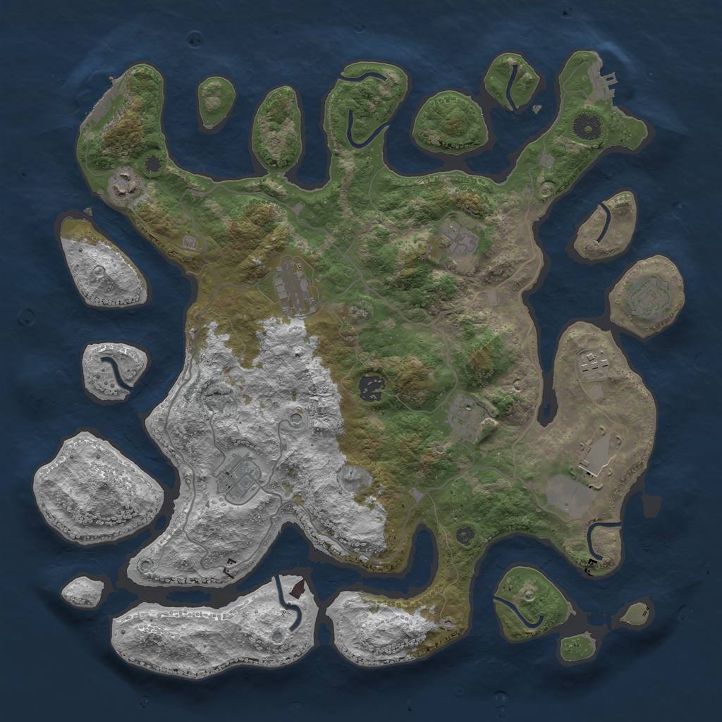 Rust Map: Procedural Map, Size: 4000, Seed: 5041, 14 Monuments