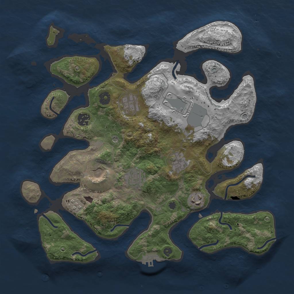 Rust Map: Procedural Map, Size: 3500, Seed: 5657, 12 Monuments