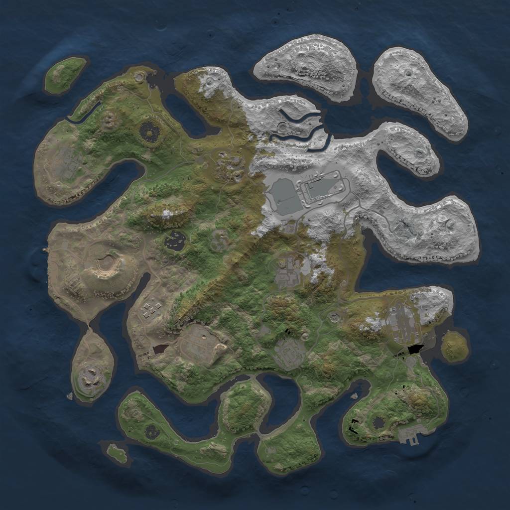 Rust Map: Procedural Map, Size: 3750, Seed: 1081766270, 16 Monuments