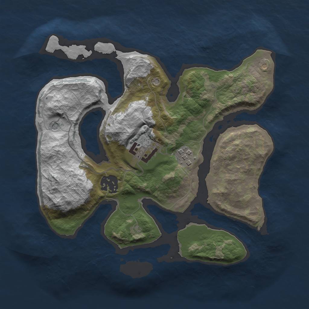 Rust Map: Barren, Size: 2500, Seed: 5185852, 6 Monuments