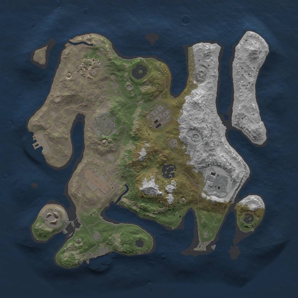 Rust Map: Procedural Map, Size: 3000, Seed: 1858159103, 12 Monuments