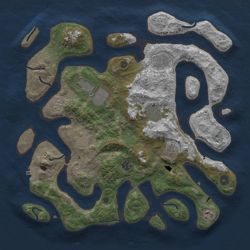 Rust Map: Procedural Map, Size: 3800, Seed: 95658, 12 Monuments