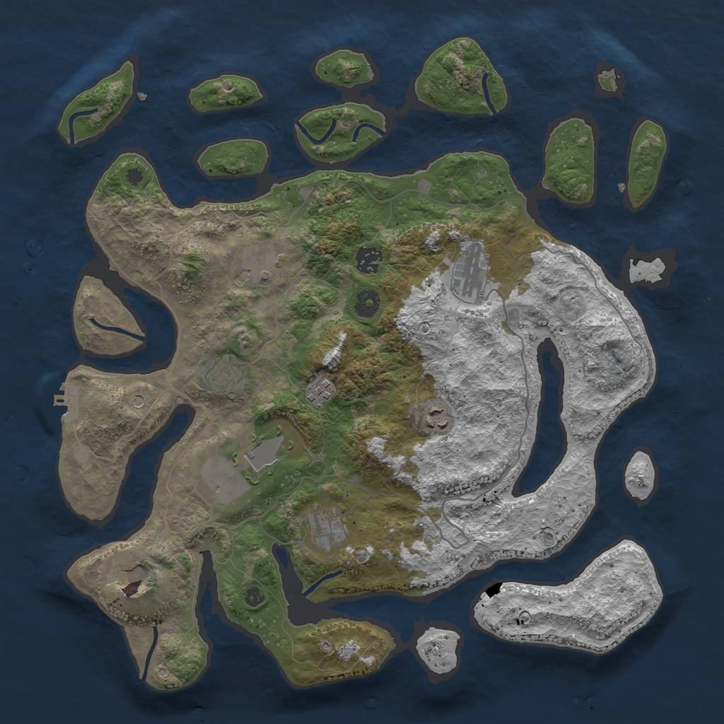 Rust Map: Procedural Map, Size: 4000, Seed: 637631724, 13 Monuments