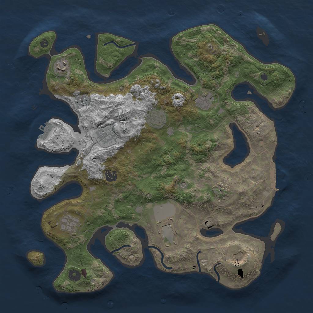 Rust Map: Procedural Map, Size: 3800, Seed: 429665245, 15 Monuments